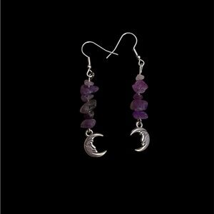 Amethyst Moon Beaded Earrings